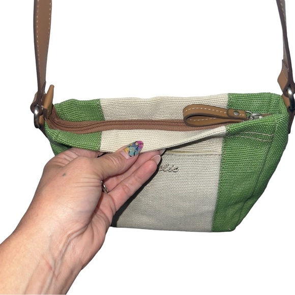 Vintage Y2K Relic Green Cream Mini Shoulder Crossbody Canvas Purse - Picture 13 of 15